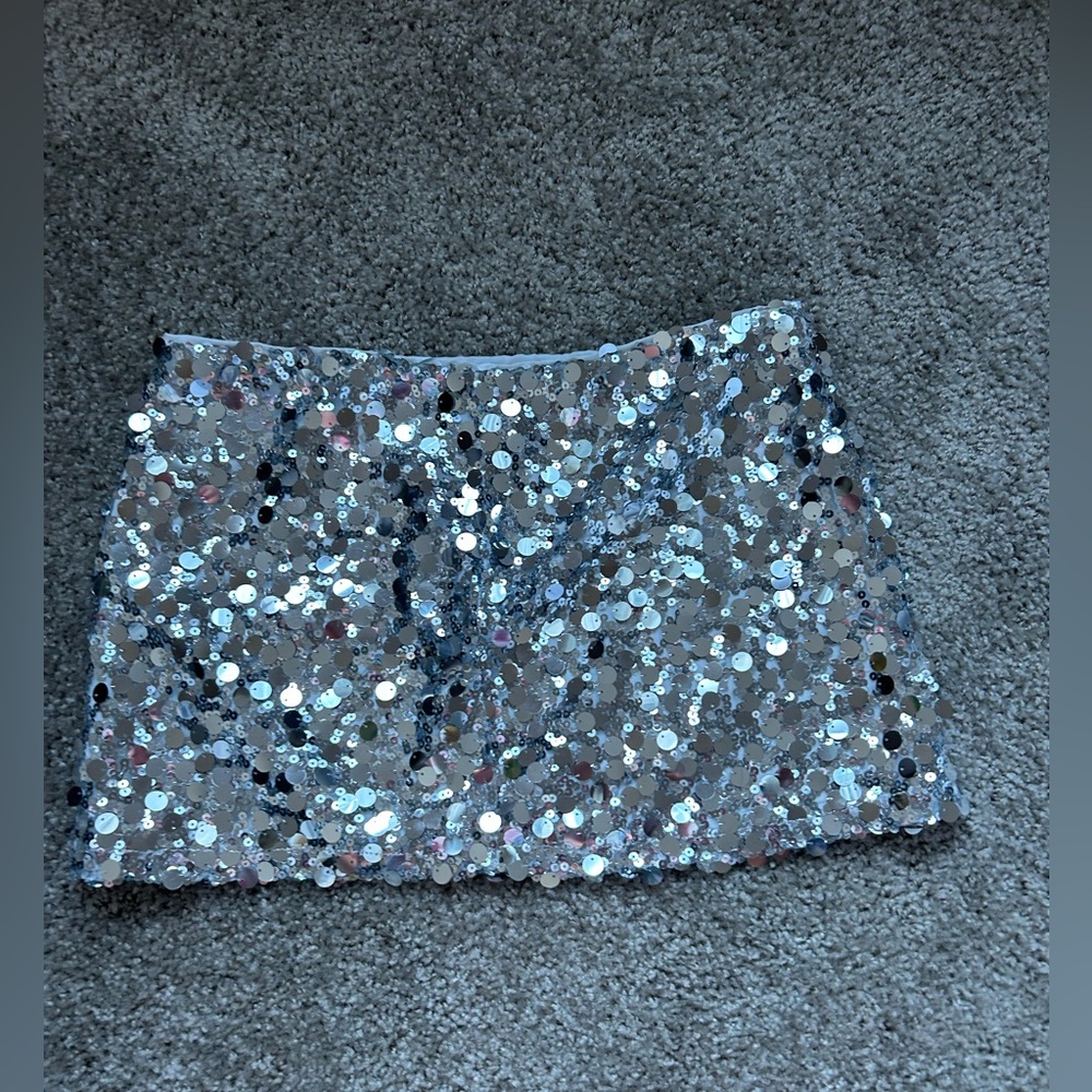 Superdown Ishani Silver Sequin Micro Mini Skirt - image 8